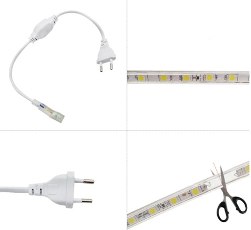 2835 Sada pásika 100 LED/m 2m studená 230V IP67