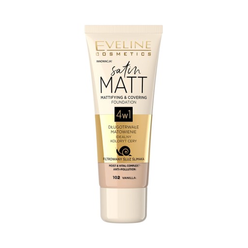 Eveline Cosmetics Satin Matt make-up na tvár č. 102 - Vanilka