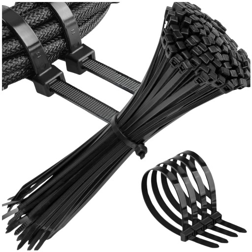 SILNÉ KLIPOVACIE VIAZAČKY KABELNÉ VIAZAČKY ČIERNE SVORKY 100 KS 3,6 X 150 mm