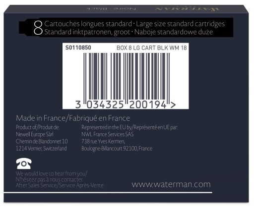 Štandardné náplne Waterman Long Black