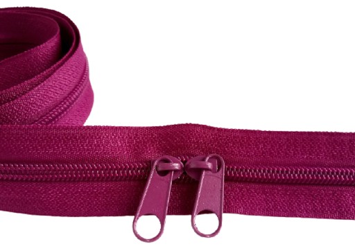 Špirálový zips 5 mm zips na meter DARK FUCHSIA 1 meter + 2 zipsy