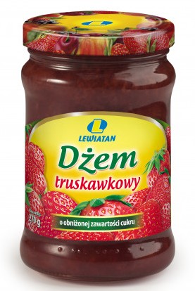 NÍZKOSLADKÝ jahodový džem na chlieb, palacinky, vafle, Lewiatan 270g