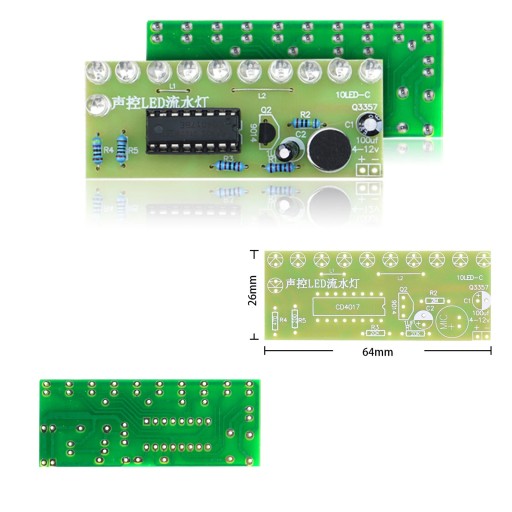 LED modul toku svetla na zvuk pre lekcie spájkovania