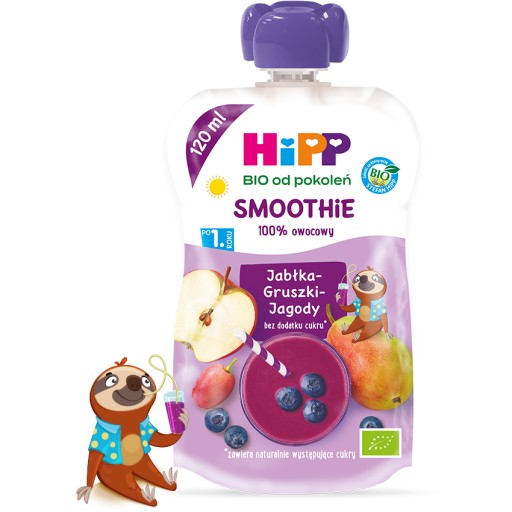 HiPP BIO Smoothie Jablkovo-hruškovo-čučoriedková pena, 120ml