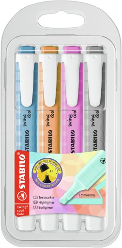 Zvýrazňovače STABILO SWING COOL PASTEL (4 kusy) N