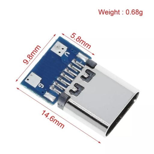Adaptér USB C zásuvka na PCB 2 pin DIP X 5 PCS