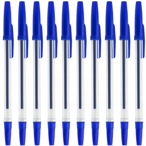 BALLPOINT perá modré 10 kusov 1mm do školských kancelárií sada s uzáverom