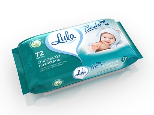 LULA vlhčené obrúsky s aloe, 72 ks, biele