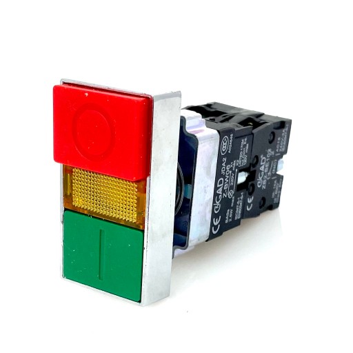 Dvojité osvetlené LED tlačidlo 230V ŠTART STOP I-0