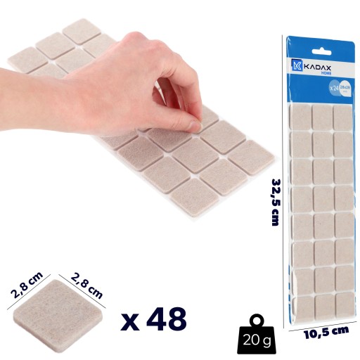48x PLSTENÉ PODLOŽKY NA NÁBYTOK A STOLIČKY, SAMOLEPIACI, HRUBÝ SET