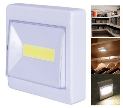ŠATNÍKOVÁ LAMPA COB 3W LED SPÍNAČ, NA BATÉRIOVÉ OVLÁDANIE + MAGNET + VELCRO