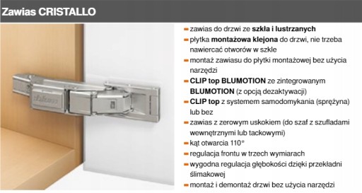 BLUM montážna doska CRISTALLO 70T4568C chróm