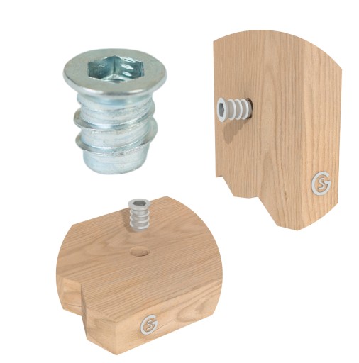 10x nábytková objímka s dvojitým závitom, skrutkovacia, skrutka do dreva, vybranie M6 x 12 mm