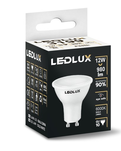 LED žiarovka GU10 12W = 95W SMD 6000K studená Premium LEDLUX nebliká