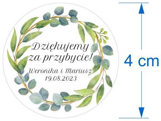 Svadobné nálepky Ďakujeme, že ste prišli 4 cm