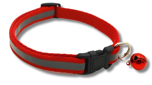 Obojok pre malé psy a mačky, REFLEXNÝ, NASTAVITEĽNÝ, dĺžka 19-32 cm, červený