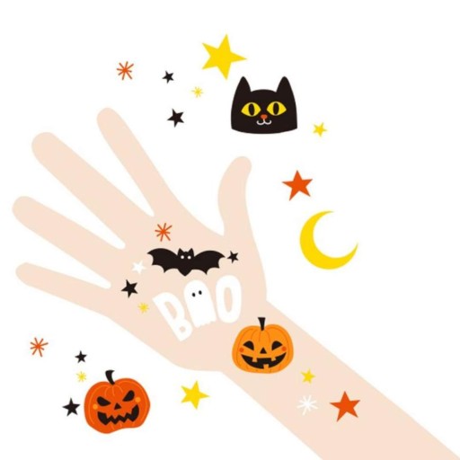 Umývateľná sada HALLOWEENSKÝCH TETOVANÍ, DUCHA, TEKVICE, netopiere, pavúky