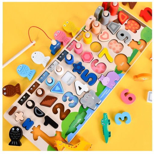 Drevená montessori hračka na triedenie puzzle