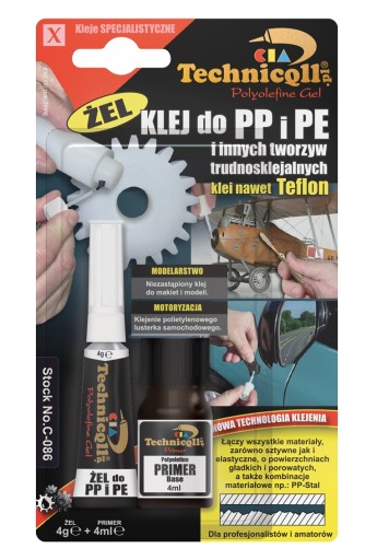 LEPIDLO na PP, PE a PTFE plast v géli 4g+4ml