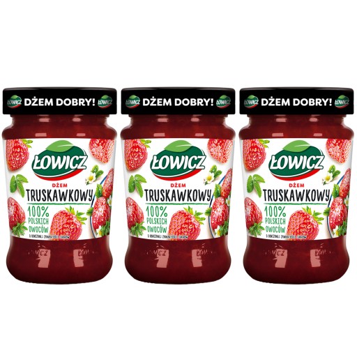 Jahodový džem Łowicz, minimum cukrov, 3x280g