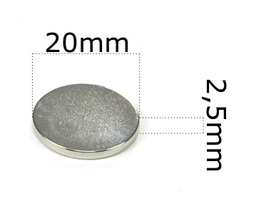 SILNÝ VALEC NEODYMOVÝ MAGNET 20x2,5 / NEODYMOVÉ MAGNETY /