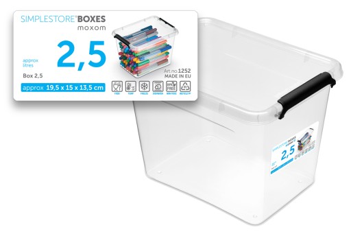 Sada priehľadných plastových nádob s vrchnákom, 2,5L boxy
