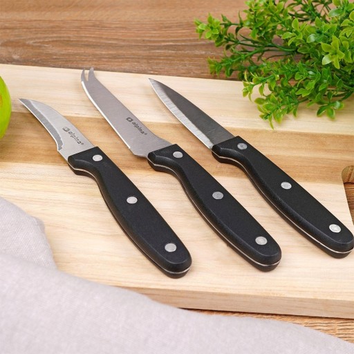 3x Sada kuchynských nožov KNIVES na krájanie, šúpanie, zeleninu, ovocie, syr