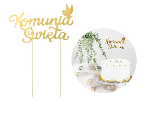 COMUNION ozdoba na tortu vrchnák na zákusky, zlaté sväté prijímanie