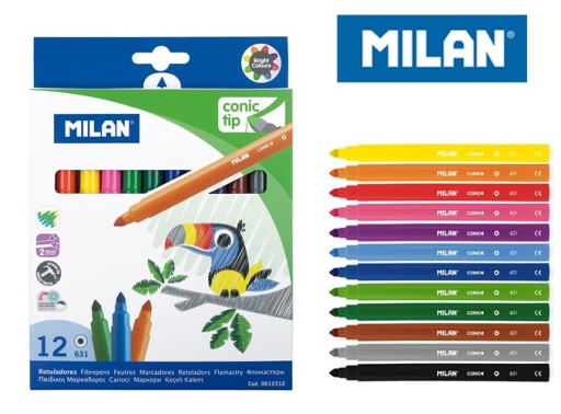 Kónické fixky Milan, 12 farieb