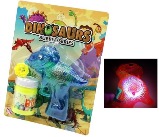 ŽIARIACE BUBLIČKOVÉ PISTOLE MYDLOVÉ BUBLINY DINOSAUR LED STROJ