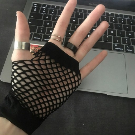 SIEŤOVÉ RUKAVICE Čierny GOTH BEZ PRSTY