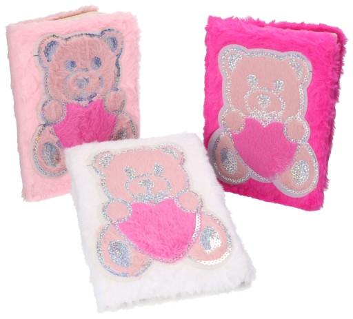 Zápisník BEAR so srdiečkom, plyšový obal, diár 5631