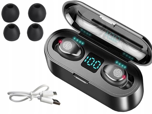 F9 BEZDRÔTOVÉ ŠPORTOVÉ SLÚCHADLÁ BLUETOOTH POWERBANK ČIERNA