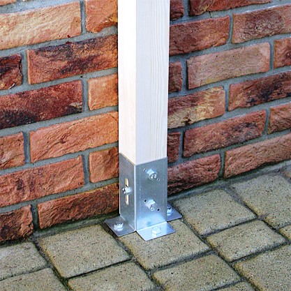 PSP DX 45 OTVORENÝ STĹPOVÝ ZÁKLAD PRISRUBOVANÝ DO BETÓNU 46x41 DOMAX GALVANIZOVANÝ