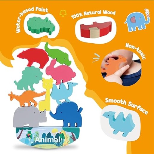 DREVENÉ PUZZZLE ZVIERATKÁ BALANCE BALANCE PRE DETI 3+ ZVIERIČKOVÉ BLOKY