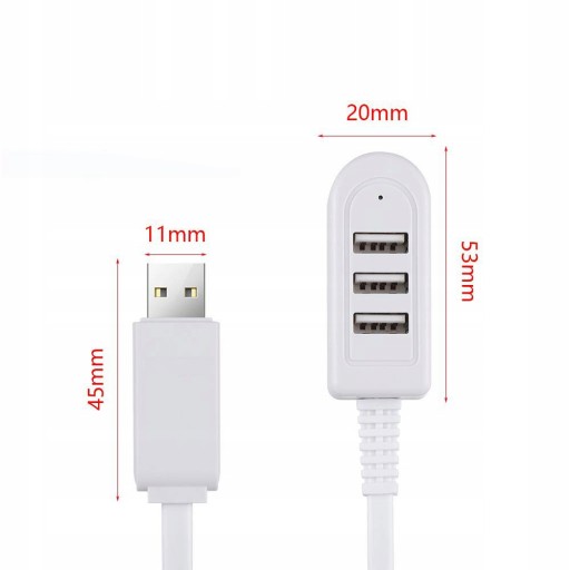 HUB 3x USB 120 cm SHORT PORT SPLITTER