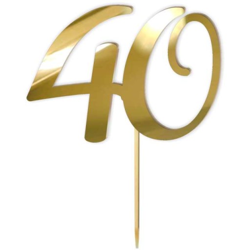 torta TOPPER dekorácia ČÍSLO 40 zlatá ZRKADLO
