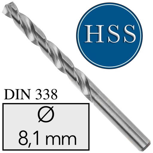 FI 8,1 x 117/75 HSS vrták do kovu DIN 338 NWKa