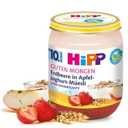 HiPP BIO jogurt s müsli, jablkami a jahodami