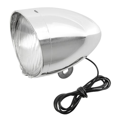 Retro dynamo svetlo na bicykel, predná lampa, generátor, jednožilový kábel