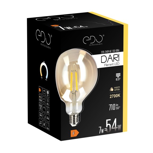 Dekoratívna LED žiarovka E27 G125 GOLD 7W 2700K teplá 710lm EDO