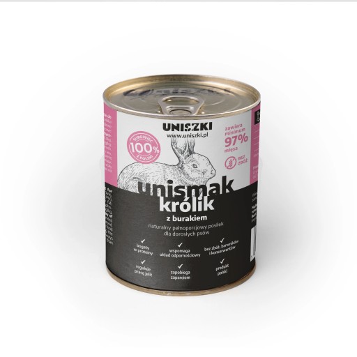 UNIsmak MOKRÉ KRMIVO PRE PSOV králik s cviklou KONZERVA 410g UNISZKI