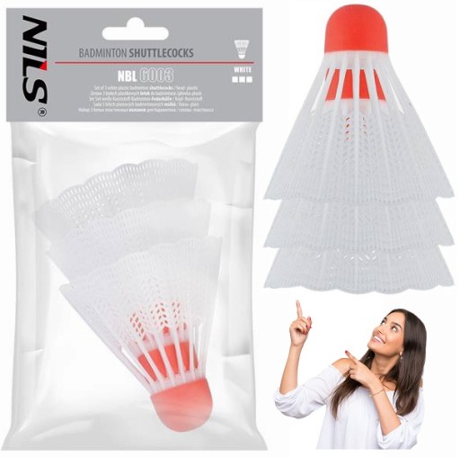 Šípky BADMINTON, 3 ks. NILS White pre bedminton