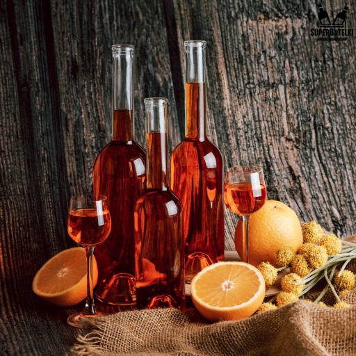 Sklenená fľaša na likér, olivový olej, víno, mesiačik, džúsy FENICE 500ml + CORK