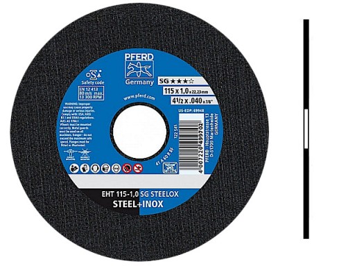 REZNÉ KOTOUČE NA ŠTÍT NA KOV, INOX OCEL 115x1,0 PFERD SG GERMANY