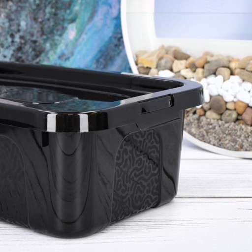 Organizér, plastový box, 4,5l, lesklý čierny, s vekom boxu