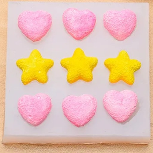 Silikónová forma na sviečky vosk mydlo živicová omietka MINI HEARTS STARS 3D