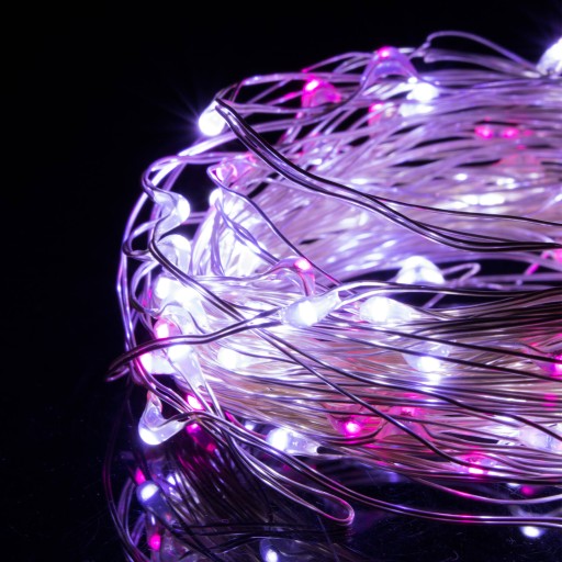 20 LED DRÔTOVÝCH SVIETIDIEL NA VIANOČNÝ STROMČEK RUŽOVÁ BIELA NA MIKRO BATÉRIE
