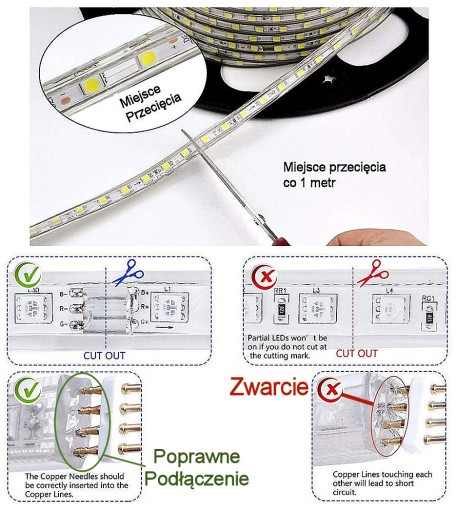 RGB LED pásik 230V 5050 1M Vodotesný hadicový pás