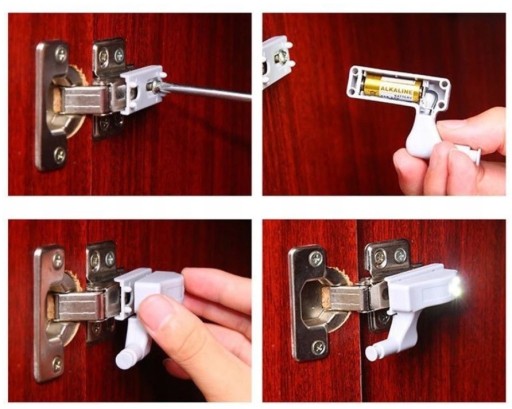 Skriňová lampa Výklopná šatníková skriňa Dvere 3 LED nočné osvetlenie šatníka